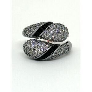 BOMB PARTY RG48019 Serpent’s Oath Rhodium Plate Black Onyx Snake Ring Untamed 10